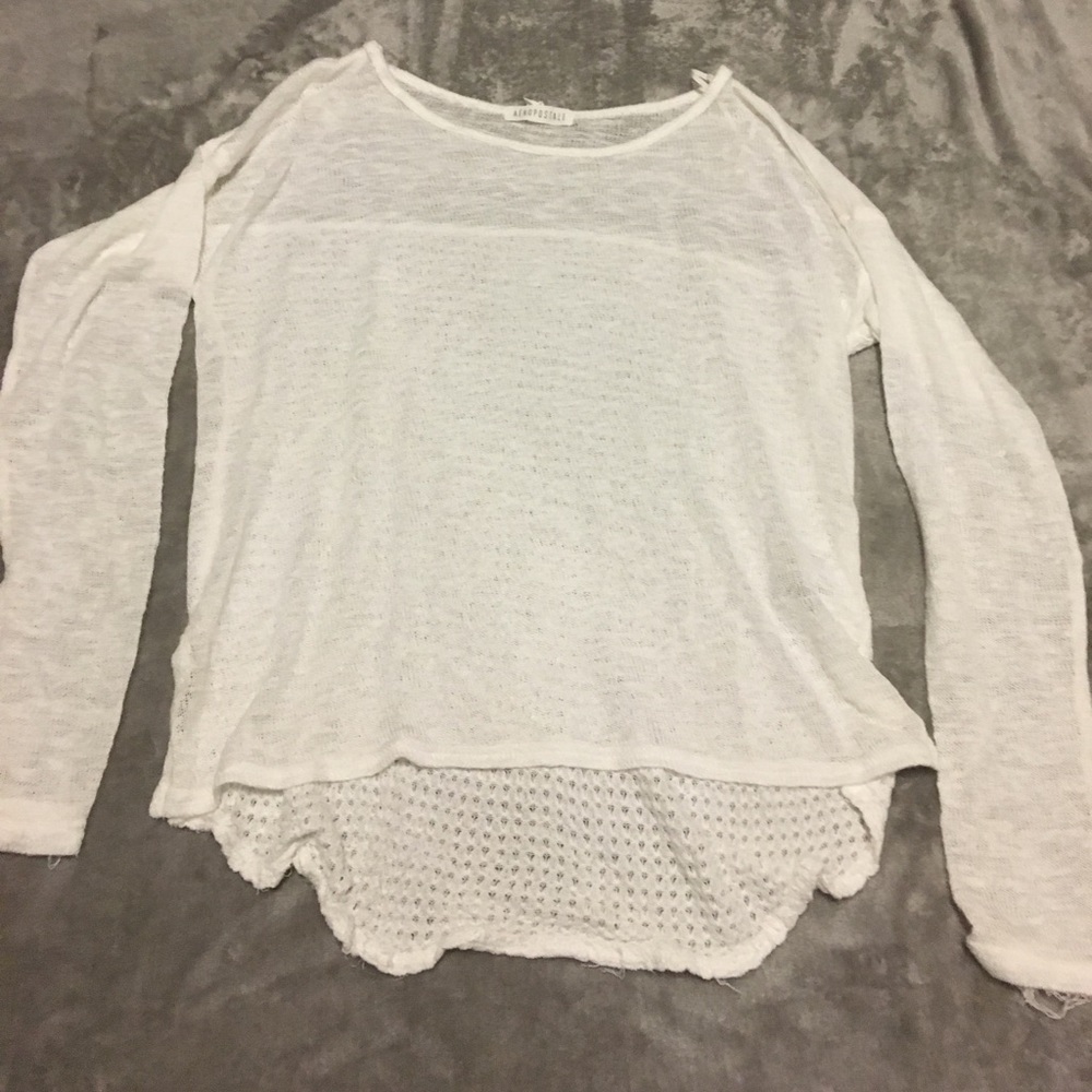 Textured white sweater